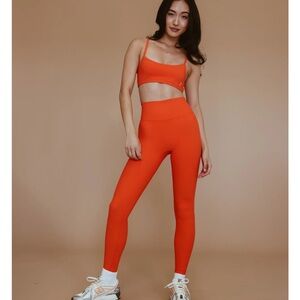 Cara Loren high rise NFS ribbed leggings in color way tangerine tango